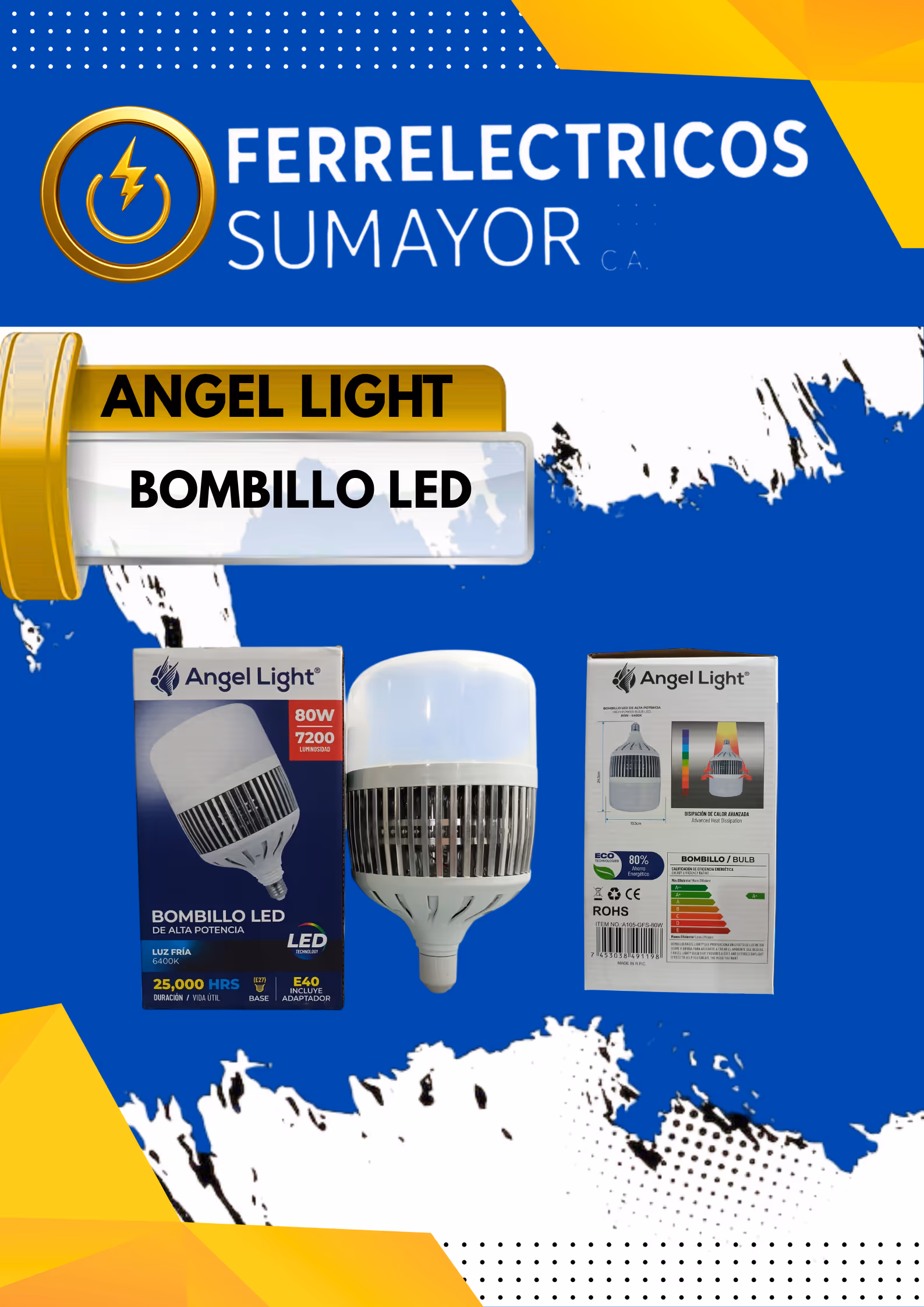Bombillo LED de Alta Potencia Angel Light 80W