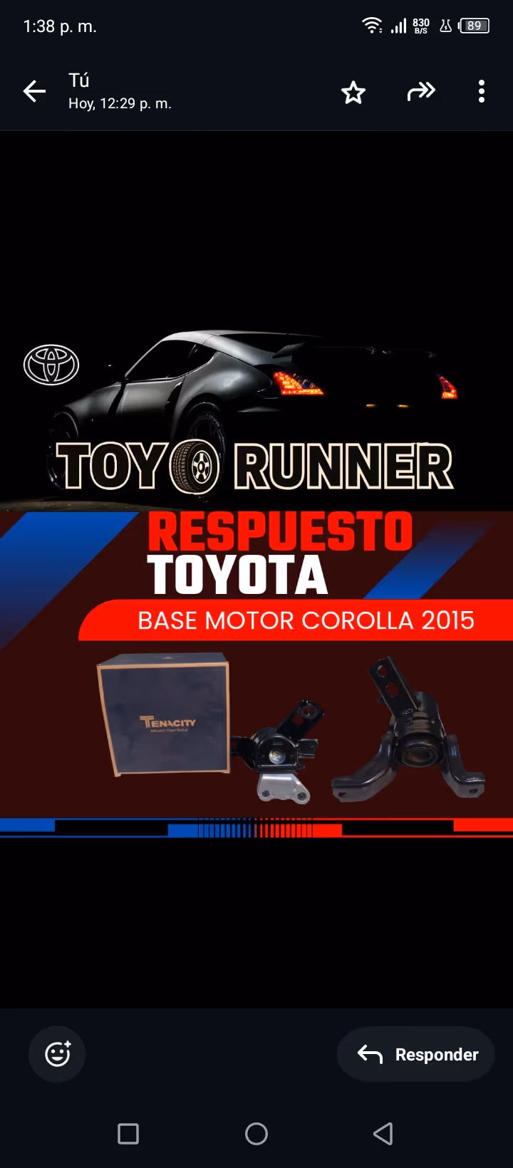 Base motor Corolla 2015 Tenacity 