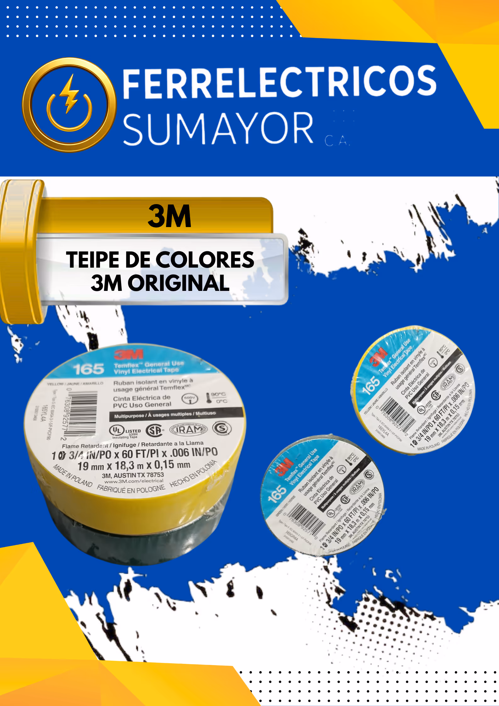 Teipe De Colores 3m Original
