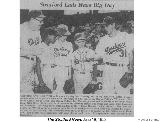 06-19 Stratford lads get pitching tips from Brooklyn Dodgers