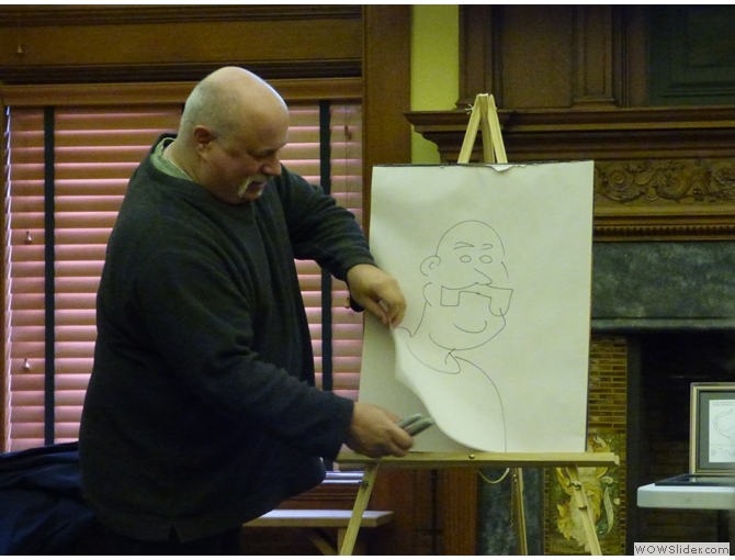 Doug Smith creates cartoon for attendees - himself