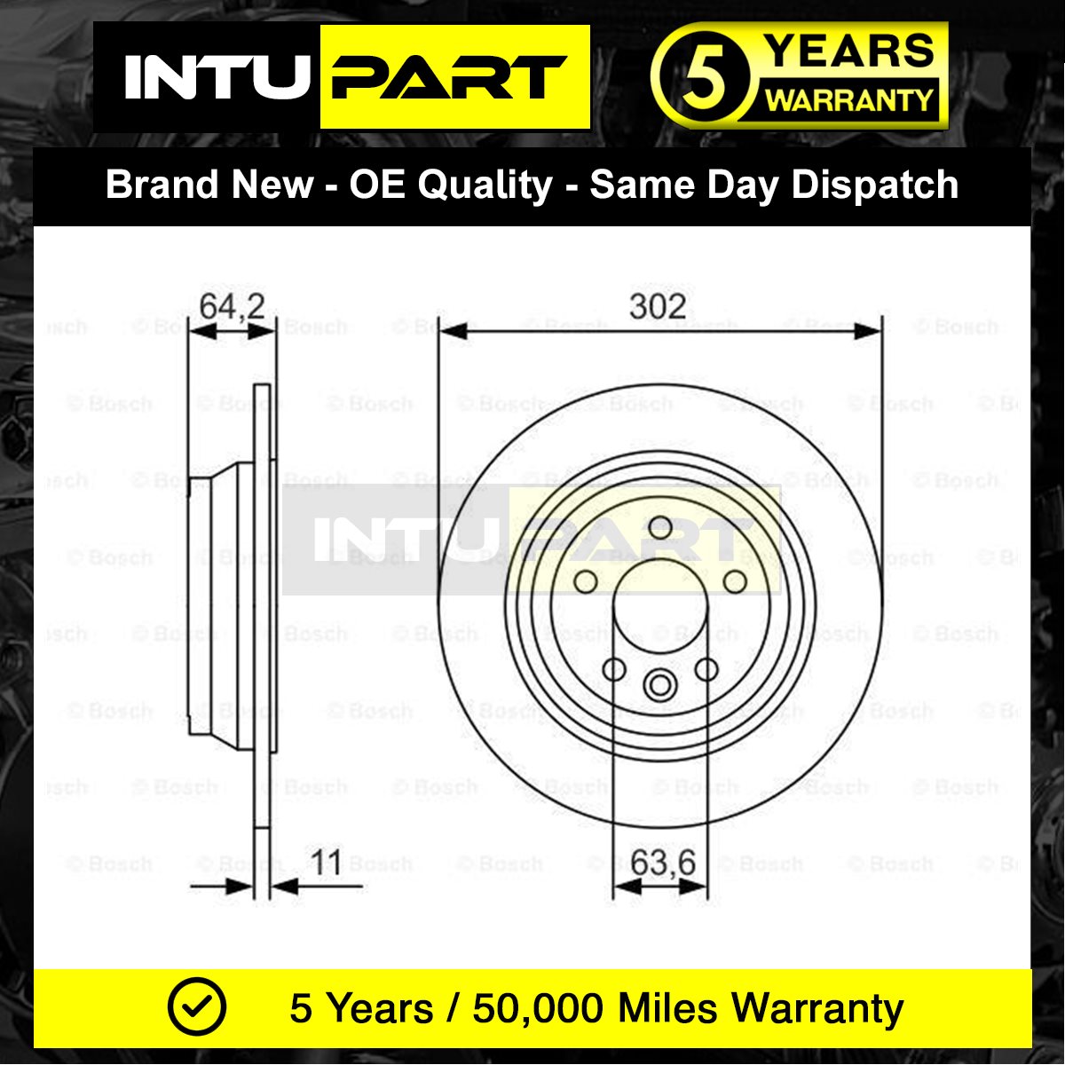 Fits Freelander 2 2006-2014 2.0 2.2 D TD4 3.2 Intupart Rear Brake Discs LR039935