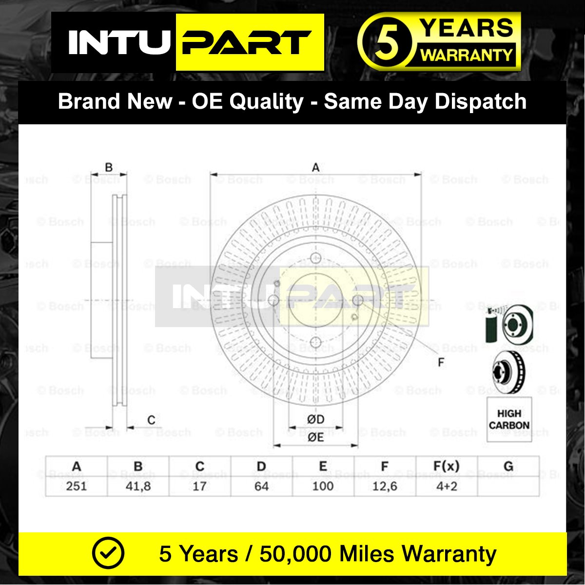 Fits Mitsubishi Mirage 2012-2024 1.0 1.2 Intupart Front Brake Discs 4615A129