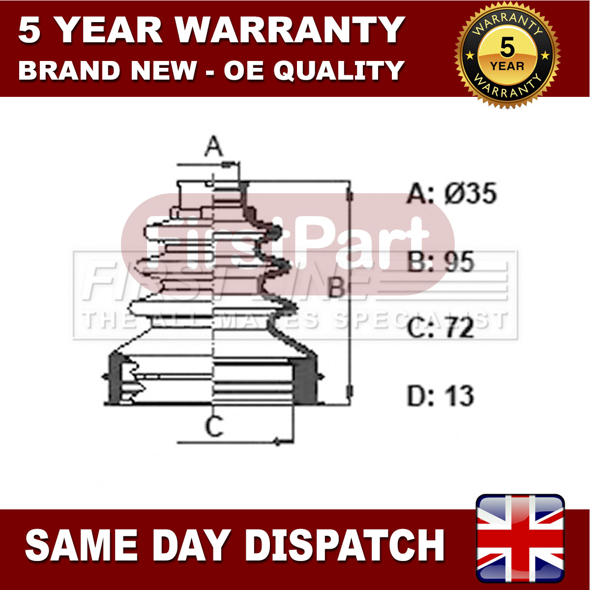 Fits Focus C-Max 1.6 dCi FirstPart Front Right Inner CV Joint Boot Set ...