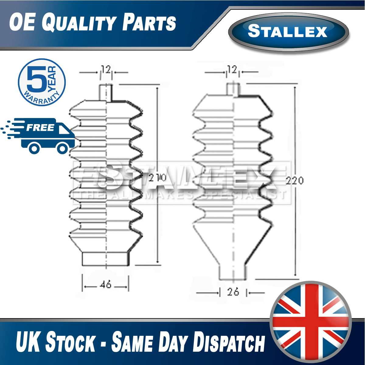 Fits MG Midget Triumph Spitfire Steering Rack Boot Set Front Stallex ...