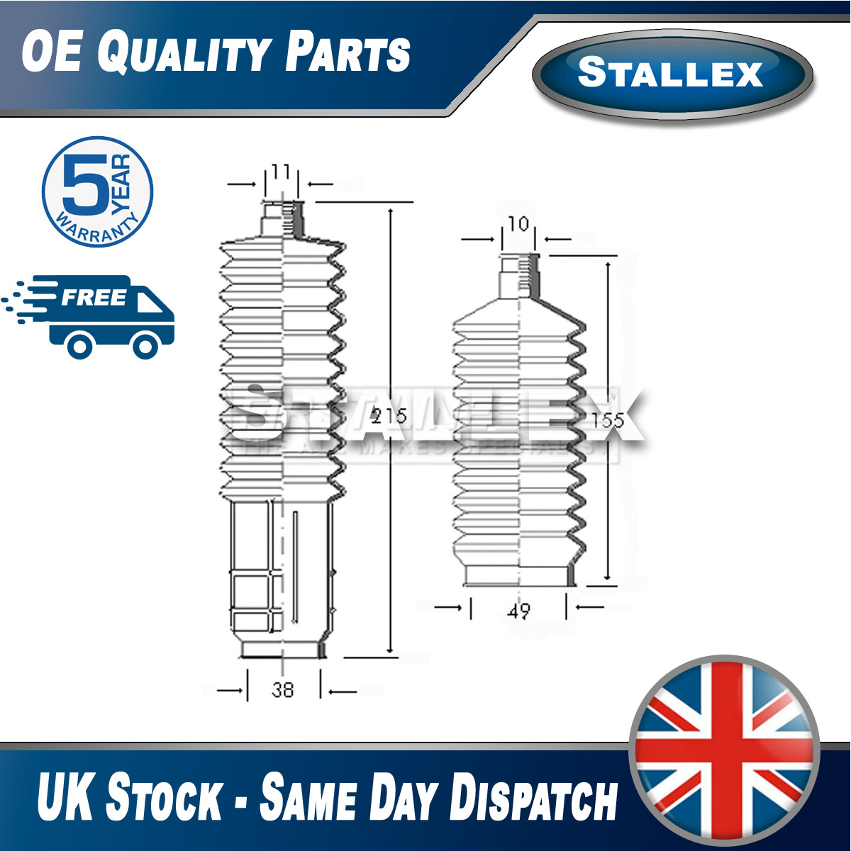 Fits Fiat Ducato Talbot Express Steering Rack Boot Set Front Stallex #1 ...