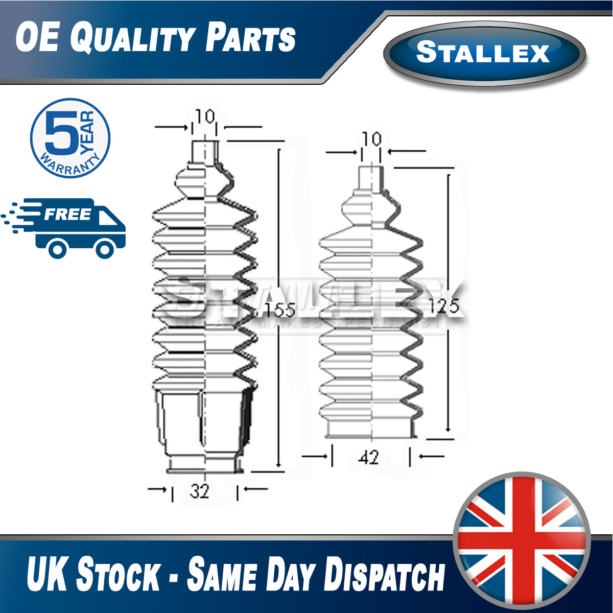 Fits Ford Capri 1969-1987 Escort 1970-1980 Steering Rack Boot Set Front Stallex - Picture 1 of 6