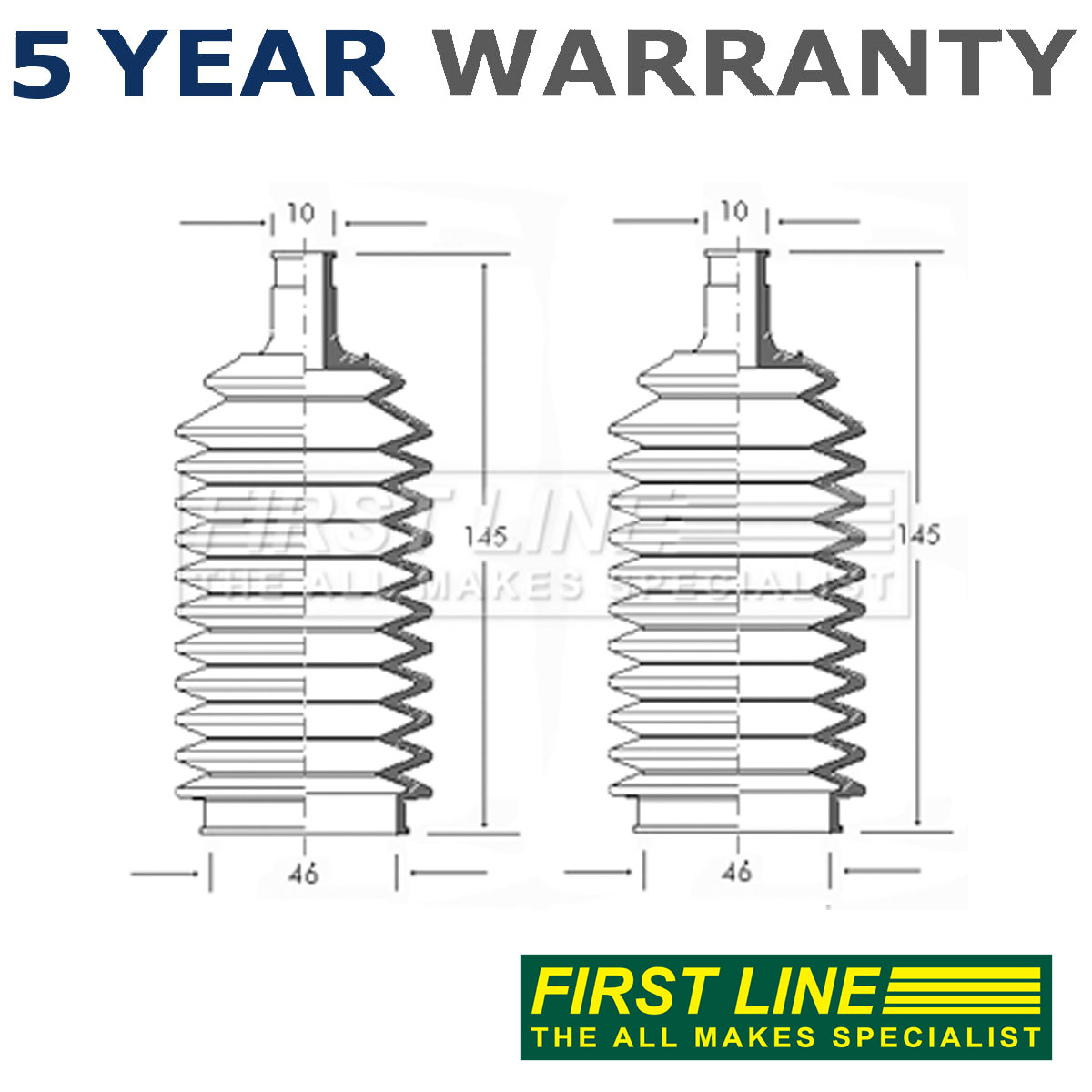 First Line Front Steering Rack Boot Set Fits MG MGB 1962-1980 1.8 2.3 3 ...