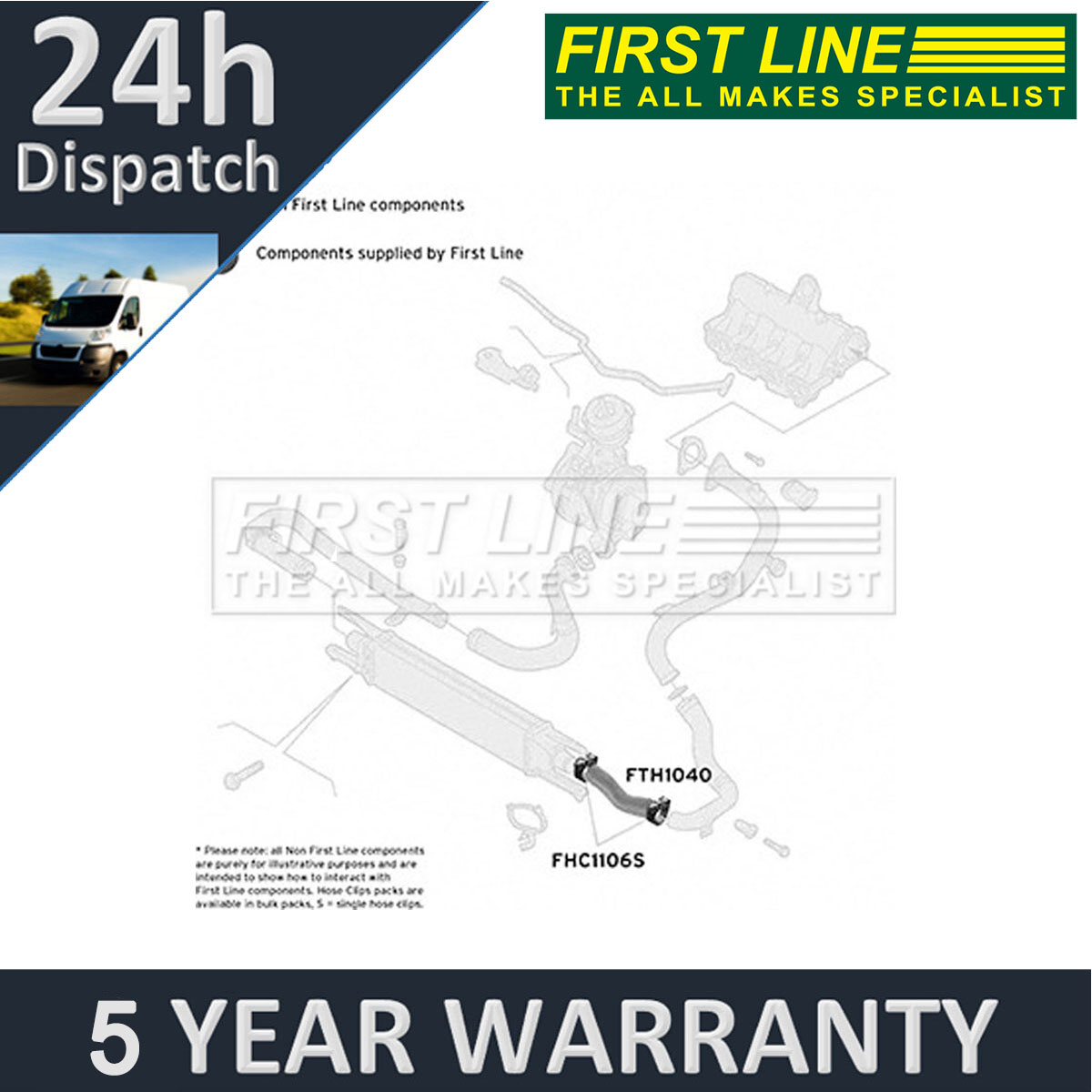 Fits Fiat Doblo 2010- 1.2 D First Line Front Left Lower Turbo Hose 51810956 - Picture 2 of 6