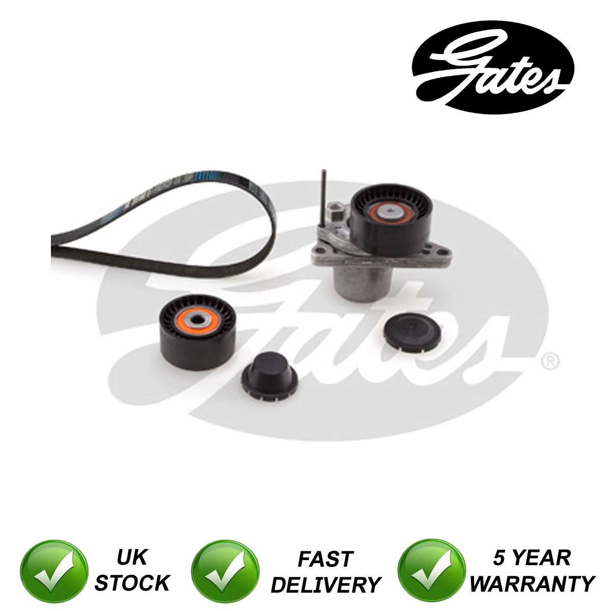 Gates Alternator Belt Kit Pulley Tensioner Fits Vivaro 1.6 CDTI 7074