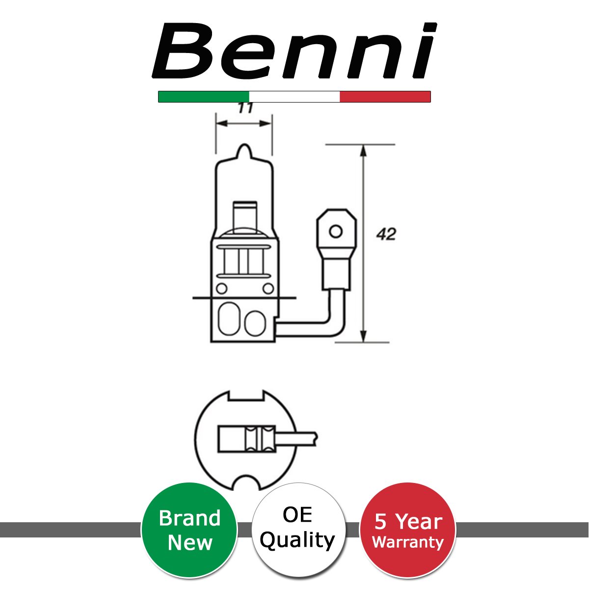 BULBS MANUAL Front Benni Fits Alfa Romeo 145 146 155 166 33 75 + Other Models