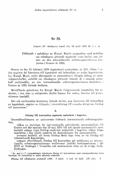 Omslaget till bet. 1926:L2U22