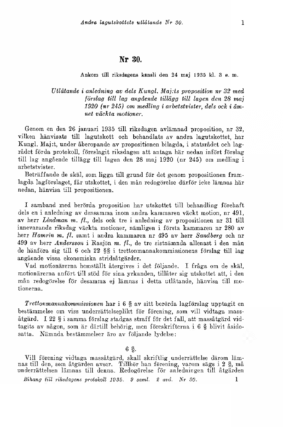 Omslaget till bet. 1935:L2U30