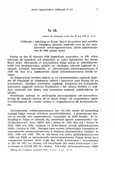 Omslaget till bet. 1938:L2U59