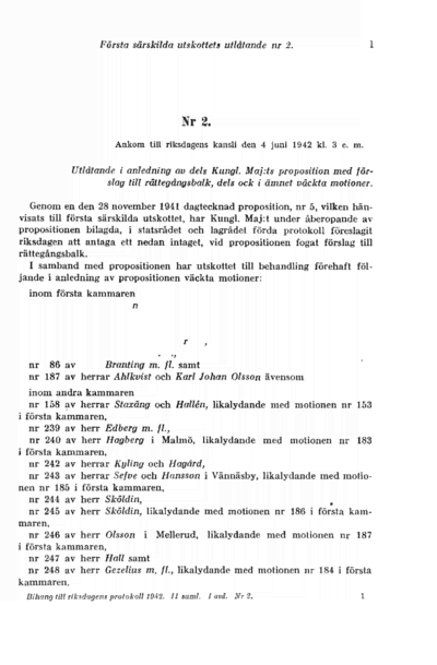 Omslaget till bet. 1942:Sär1U2