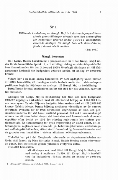 Omslaget till bet. 1958:SU1