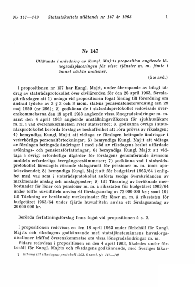 Omslaget till bet. 1963:SU147