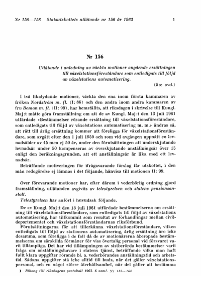 Omslaget till bet. 1963:SU156