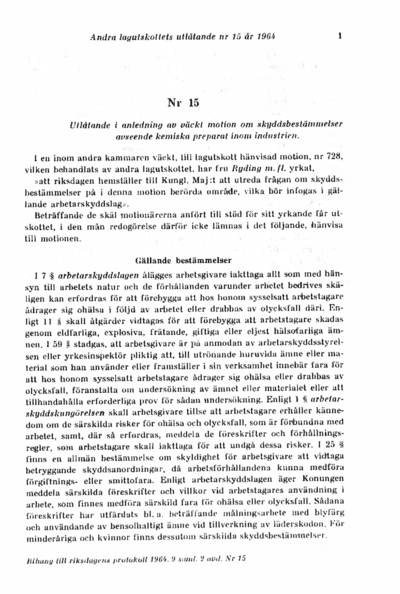 Omslaget till bet. 1964:L2U15
