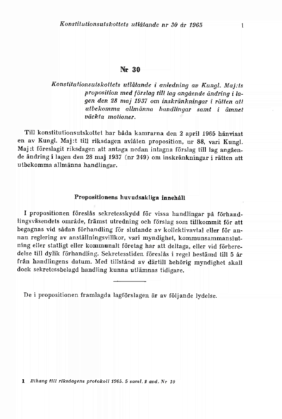 Omslaget till bet. 1965:KU30