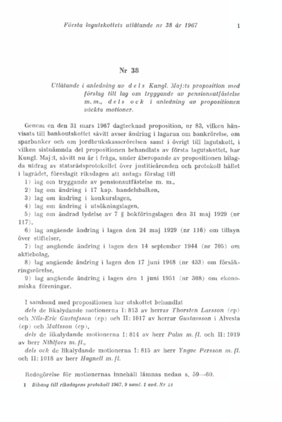 Omslaget till bet. 1967:L1U38