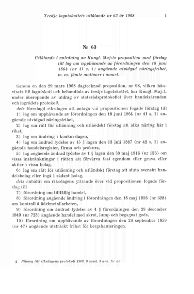 Omslaget till bet. 1968:L3U63