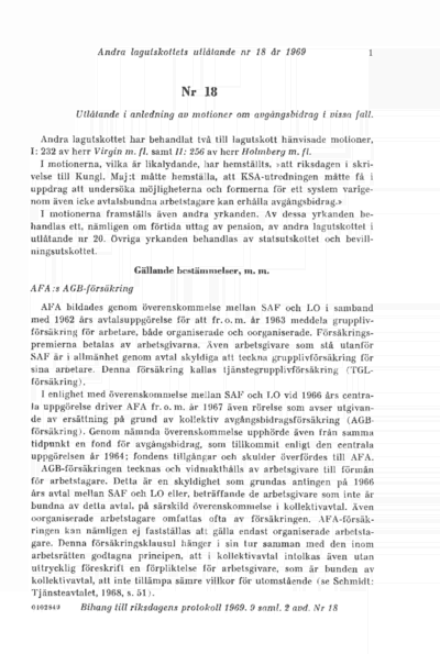Omslaget till bet. 1969:L2U18