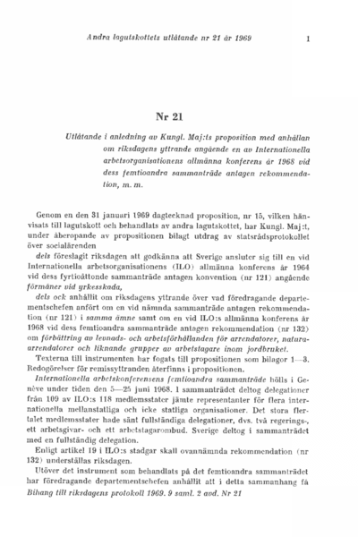 Omslaget till bet. 1969:L2U21