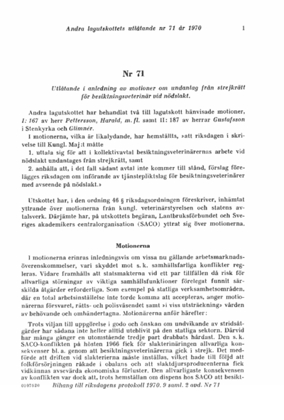 Omslaget till bet. 1970:L2U71