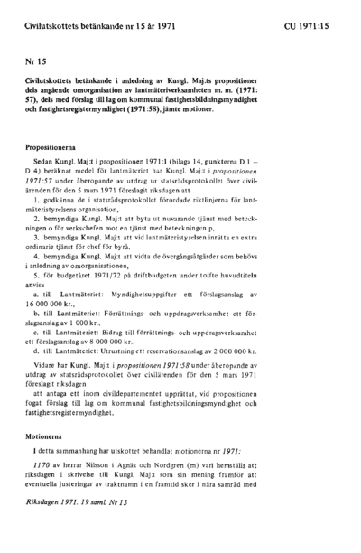 Omslaget till bet. 1971:CU15