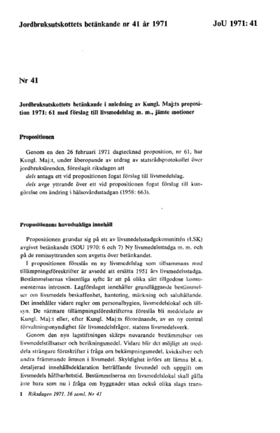Omslaget till bet. 1971:JoU41