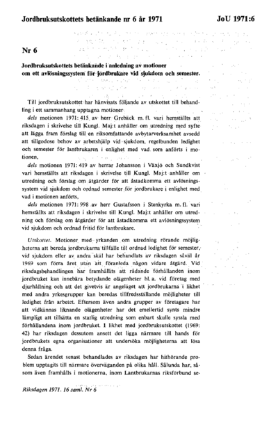 Omslaget till bet. 1971:JoU6