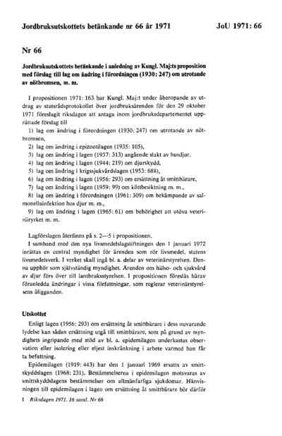 Omslaget till bet. 1971:JoU66