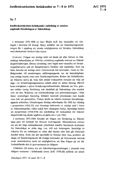 Omslaget till bet. 1971:JoU7