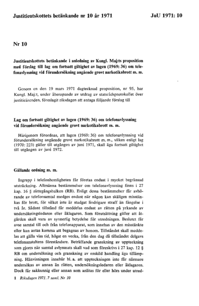 Omslaget till bet. 1971:JuU10