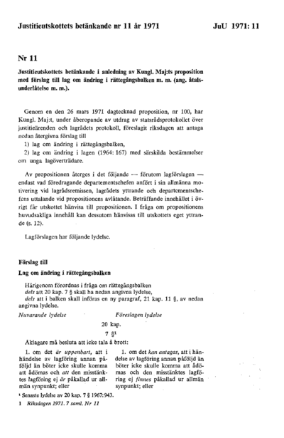 Omslaget till bet. 1971:JuU11