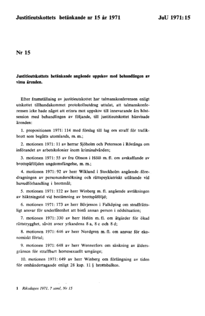Omslaget till bet. 1971:JuU15