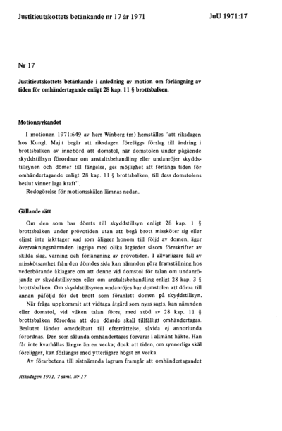 Omslaget till bet. 1971:JuU17
