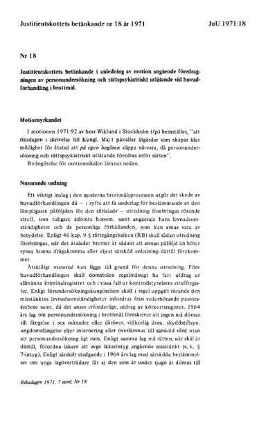 Omslaget till bet. 1971:JuU18