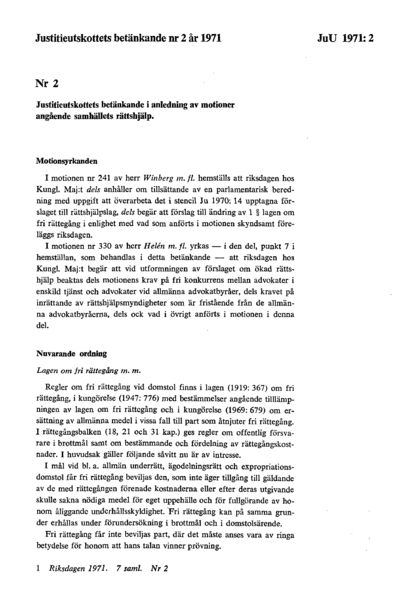 Omslaget till bet. 1971:JuU2