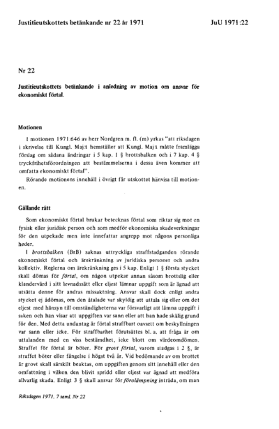Omslaget till bet. 1971:JuU22