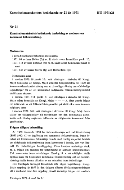 Omslaget till bet. 1971:KU21