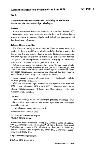 Omslaget till bet. 1971:KU8