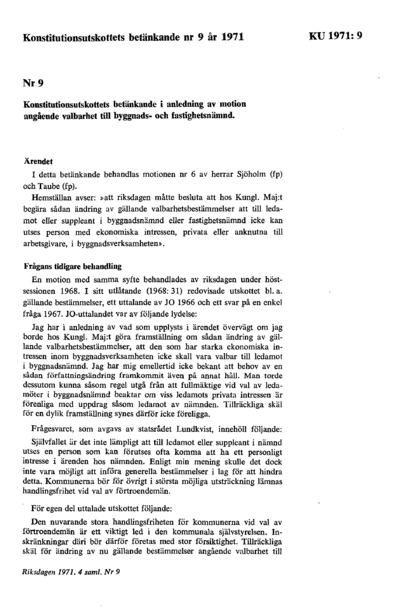 Omslaget till bet. 1971:KU9