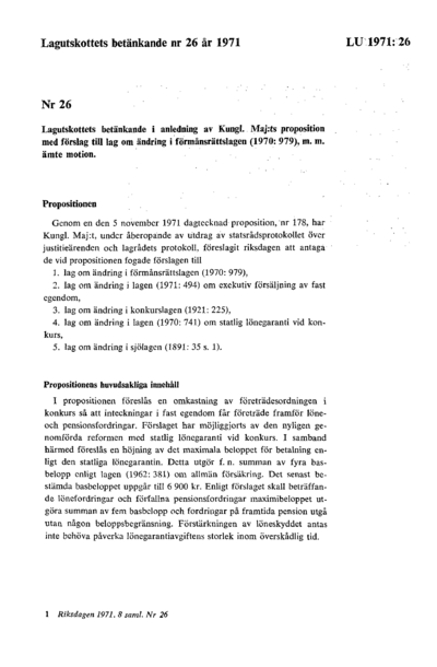 Omslaget till bet. 1971:LU26