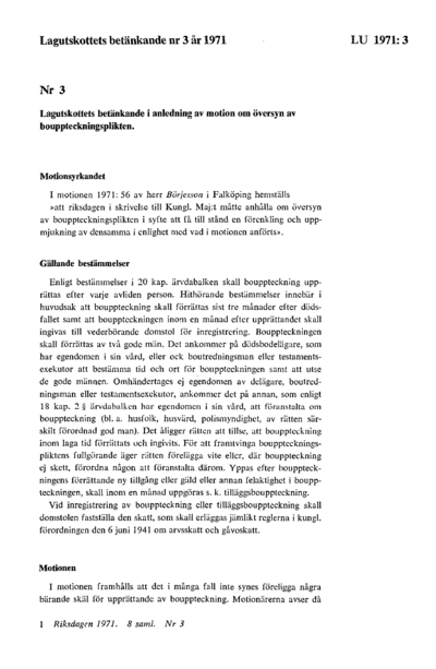 Omslaget till bet. 1971:LU3