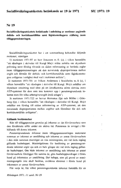 Omslaget till bet. 1971:SfU19