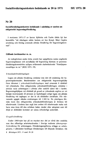 Omslaget till bet. 1971:SfU20