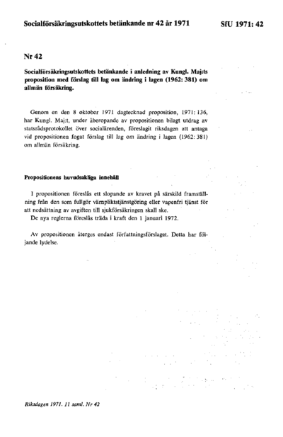 Omslaget till bet. 1971:SfU42