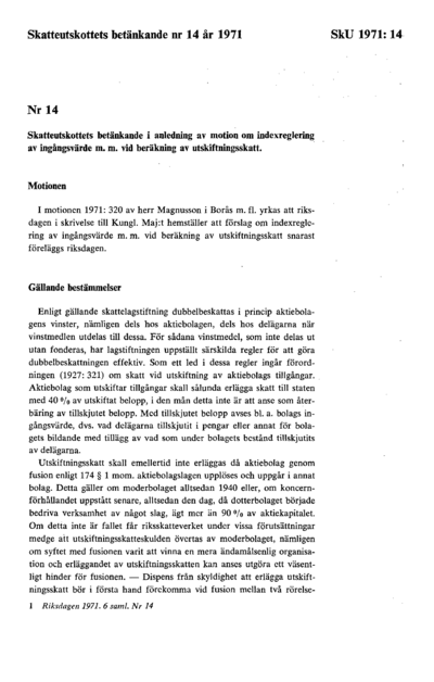 Omslaget till bet. 1971:SkU14